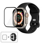 สายรัดนาฬิกาซิลิโคนแบบหัวเข็มขัดผีเสื้อพร้อมฟิล์มโค้ง 3D สำหรับ Apple Watch Series 40 มม., สำหรับ Apple Watch Ultra 2 / 1 49 มม., สำหรับ Apple Watch Series 45 มม.