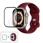สายรัดนาฬิกาซิลิโคนแบบหัวเข็มขัดผีเสื้อพร้อมฟิล์มโค้ง 3D สำหรับ Apple Watch Series 40 มม., สำหรับ Apple Watch Ultra 2 / 1 49 มม., สำหรับ Apple Watch Series 45 มม.