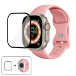 สายรัดนาฬิกาซิลิโคนแบบหัวเข็มขัดผีเสื้อพร้อมฟิล์มโค้ง 3D สำหรับ Apple Watch Series 40 มม., สำหรับ Apple Watch Ultra 2 / 1 49 มม., สำหรับ Apple Watch Series 45 มม.