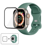 สายรัดนาฬิกาซิลิโคนแบบหัวเข็มขัดผีเสื้อพร้อมฟิล์มโค้ง 3D สำหรับ Apple Watch Series 40 มม., สำหรับ Apple Watch Ultra 2 / 1 49 มม., สำหรับ Apple Watch Series 45 มม.