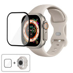 สายรัดนาฬิกาซิลิโคนแบบหัวเข็มขัดผีเสื้อพร้อมฟิล์มโค้ง 3D สำหรับ Apple Watch Series 40 มม., สำหรับ Apple Watch Ultra 2 / 1 49 มม., สำหรับ Apple Watch Series 45 มม.