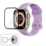 สายรัดนาฬิกาซิลิโคนแบบหัวเข็มขัดผีเสื้อพร้อมฟิล์มโค้ง 3D สำหรับ Apple Watch Series 40 มม., สำหรับ Apple Watch Ultra 2 / 1 49 มม., สำหรับ Apple Watch Series 45 มม.