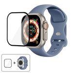 สายรัดนาฬิกาซิลิโคนแบบหัวเข็มขัดผีเสื้อพร้อมฟิล์มโค้ง 3D สำหรับ Apple Watch Series 40 มม., สำหรับ Apple Watch Ultra 2 / 1 49 มม., สำหรับ Apple Watch Series 45 มม.