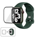 สายรัดนาฬิกาซิลิโคนแบบหัวเข็มขัดผีเสื้อพร้อมฟิล์มโค้ง 3D สำหรับ Apple Watch Series 40 มม., สำหรับ Apple Watch Ultra 2 / 1 49 มม., สำหรับ Apple Watch Series 45 มม.