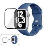 สายรัดนาฬิกาซิลิโคนแบบหัวเข็มขัดผีเสื้อพร้อมฟิล์มโค้ง 3D สำหรับ Apple Watch Series 40 มม., สำหรับ Apple Watch Ultra 2 / 1 49 มม., สำหรับ Apple Watch Series 45 มม.