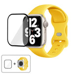 สายรัดนาฬิกาซิลิโคนแบบหัวเข็มขัดผีเสื้อพร้อมฟิล์มโค้ง 3D สำหรับ Apple Watch Series 41 มม., สำหรับ Apple Watch Series 38 มม., สำหรับ Apple Watch Series 42 มม.