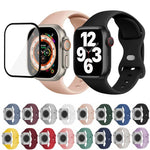 สายรัดนาฬิกาซิลิโคนแบบหัวเข็มขัดผีเสื้อพร้อมฟิล์มโค้ง 3D สำหรับ Apple Watch Series 41 มม., สำหรับ Apple Watch Series 38 มม., สำหรับ Apple Watch Series 42 มม.