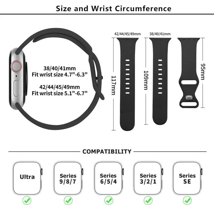 สายรัดนาฬิกาซิลิโคนแบบหัวเข็มขัดผีเสื้อพร้อมฟิล์มโค้ง 3D สำหรับ Apple Watch Series 41 มม., สำหรับ Apple Watch Series 38 มม., สำหรับ Apple Watch Series 42 มม.