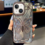 เคสโทรศัพท์ TPU ชุบไฟฟ้าลายผีเสื้อพร้อมกระดาษแข็งอีพ็อกซี่ สำหรับ iPhone 14, สำหรับ iPhone 14 Pro, สำหรับ iPhone 14 Pro Max, สำหรับ iPhone 13 Pro Max, สำหรับ iPhone 13 Pro, สำหรับ iPhone 13