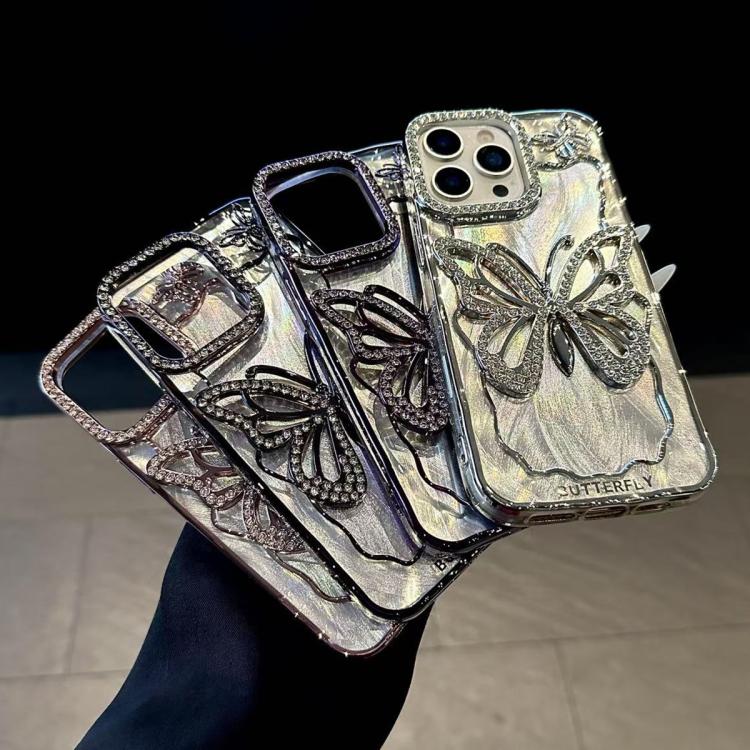 เคสโทรศัพท์ TPU ชุบไฟฟ้าลายผีเสื้อพร้อมกระดาษแข็งอีพ็อกซี่ สำหรับ iPhone 14, สำหรับ iPhone 14 Pro, สำหรับ iPhone 14 Pro Max, สำหรับ iPhone 13 Pro Max, สำหรับ iPhone 13 Pro, สำหรับ iPhone 13