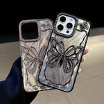 เคสโทรศัพท์ TPU ชุบไฟฟ้าลายผีเสื้อพร้อมกระดาษแข็งอีพ็อกซี่ สำหรับ iPhone 14, สำหรับ iPhone 14 Pro, สำหรับ iPhone 14 Pro Max, สำหรับ iPhone 13 Pro Max, สำหรับ iPhone 13 Pro, สำหรับ iPhone 13