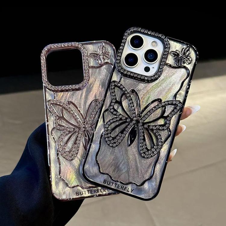 เคสโทรศัพท์ TPU ชุบไฟฟ้าลายผีเสื้อพร้อมกระดาษแข็งอีพ็อกซี่ สำหรับ iPhone 14, สำหรับ iPhone 14 Pro, สำหรับ iPhone 14 Pro Max, สำหรับ iPhone 13 Pro Max, สำหรับ iPhone 13 Pro, สำหรับ iPhone 13