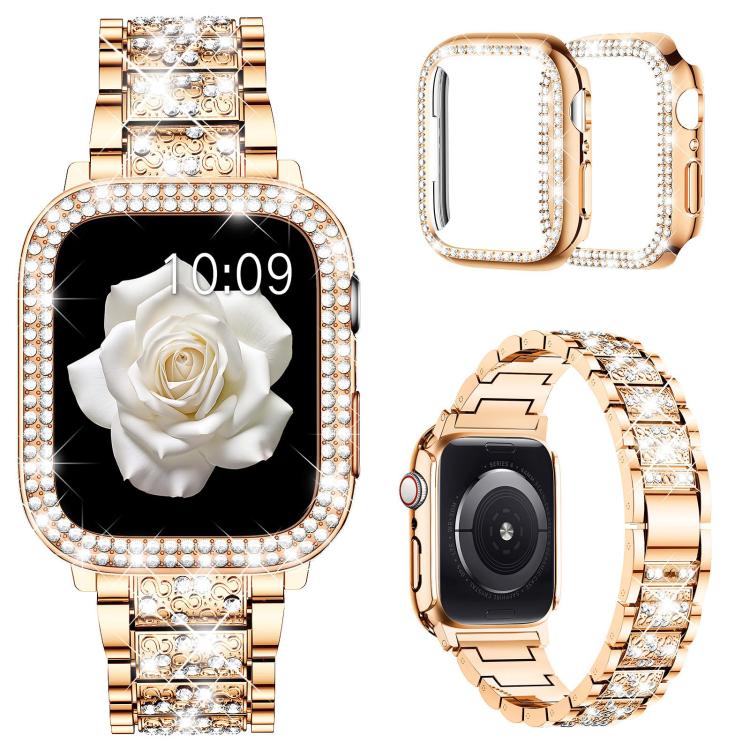xDfind Diamond Jewelry Metal Watch Band with Case, For Apple Watch Series 10 46mm, For Apple Watch Series 10 42mm, For Apple Watch Series 44mm, For Apple Watch Series 40mm, For Apple Watch Ultra 2 / 1 49mm, For Apple Watch Series 45mm                  ...