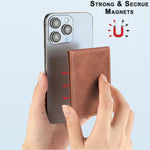 BFK26 สติ๊กเกอร์หลังโทรศัพท์แบบกระเป๋าใส่บัตรแม่เหล็กสีพื้น