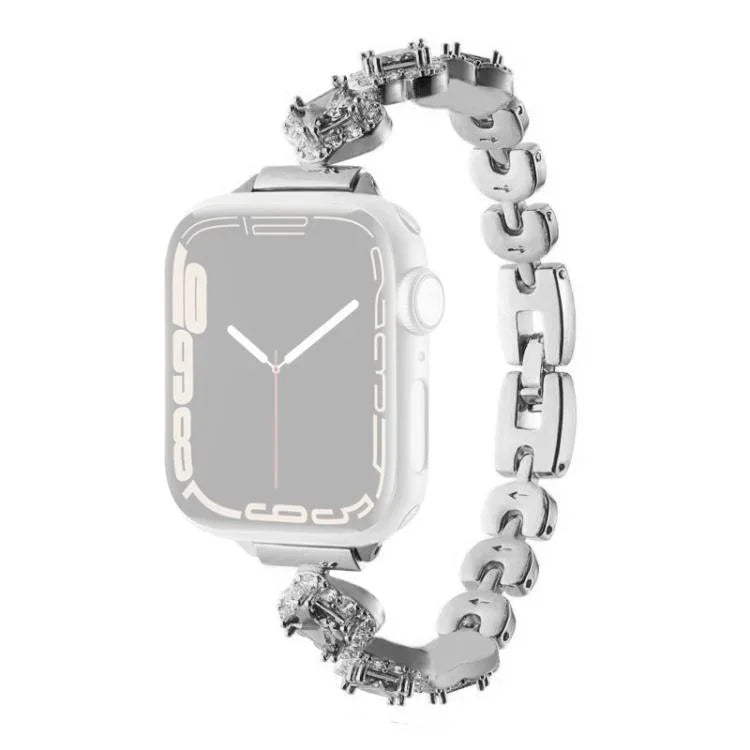 สายรัดนาฬิกาโลหะเพชรใบโคลเวอร์สี่แฉก xDfind สำหรับ Apple Watch ขนาด 42 / 44 / 45 / 46 / 49 มม., สำหรับ Apple Watch ขนาด 38 / 40 / 41 / S10 42 มม.