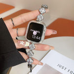 สายรัดนาฬิกาโลหะเพชรใบโคลเวอร์สี่แฉก xDfind สำหรับ Apple Watch ขนาด 42 / 44 / 45 / 46 / 49 มม., สำหรับ Apple Watch ขนาด 38 / 40 / 41 / S10 42 มม.