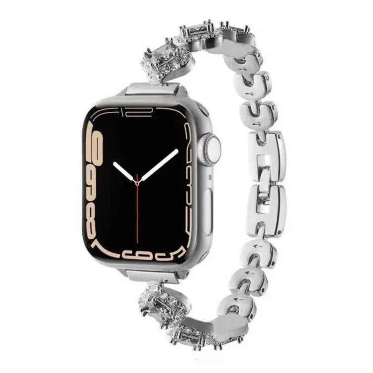 สายรัดนาฬิกาโลหะเพชรใบโคลเวอร์สี่แฉก xDfind สำหรับ Apple Watch ขนาด 42 / 44 / 45 / 46 / 49 มม., สำหรับ Apple Watch ขนาด 38 / 40 / 41 / S10 42 มม.