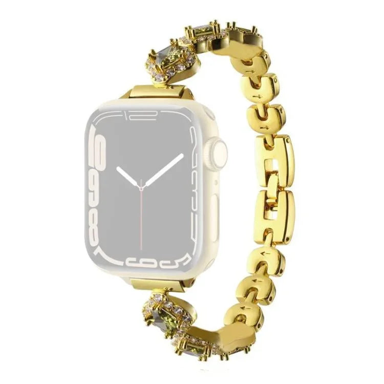 สายรัดนาฬิกาโลหะเพชรใบโคลเวอร์สี่แฉก xDfind สำหรับ Apple Watch ขนาด 42 / 44 / 45 / 46 / 49 มม., สำหรับ Apple Watch ขนาด 38 / 40 / 41 / S10 42 มม.