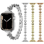 สายรัดนาฬิกาโลหะเพชรใบโคลเวอร์สี่แฉก xDfind สำหรับ Apple Watch ขนาด 42 / 44 / 45 / 46 / 49 มม., สำหรับ Apple Watch ขนาด 38 / 40 / 41 / S10 42 มม.