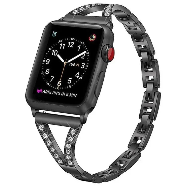 สายรัดนาฬิกาสแตนเลสสตีลลายก้างปลาเพชร xDfind สำหรับ Apple Watch ขนาด 42 / 44 / 45 / 46 / 49 มม., สำหรับ Apple Watch ขนาด 38 / 40 / 41 / S10 42 มม.