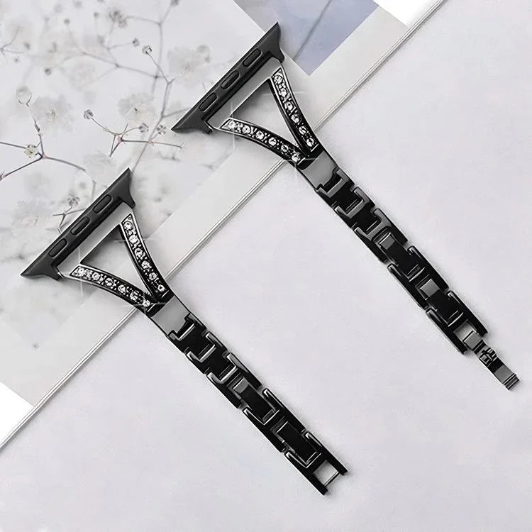 สายรัดนาฬิกาสแตนเลสสตีลลายก้างปลาเพชร xDfind สำหรับ Apple Watch ขนาด 42 / 44 / 45 / 46 / 49 มม., สำหรับ Apple Watch ขนาด 38 / 40 / 41 / S10 42 มม.