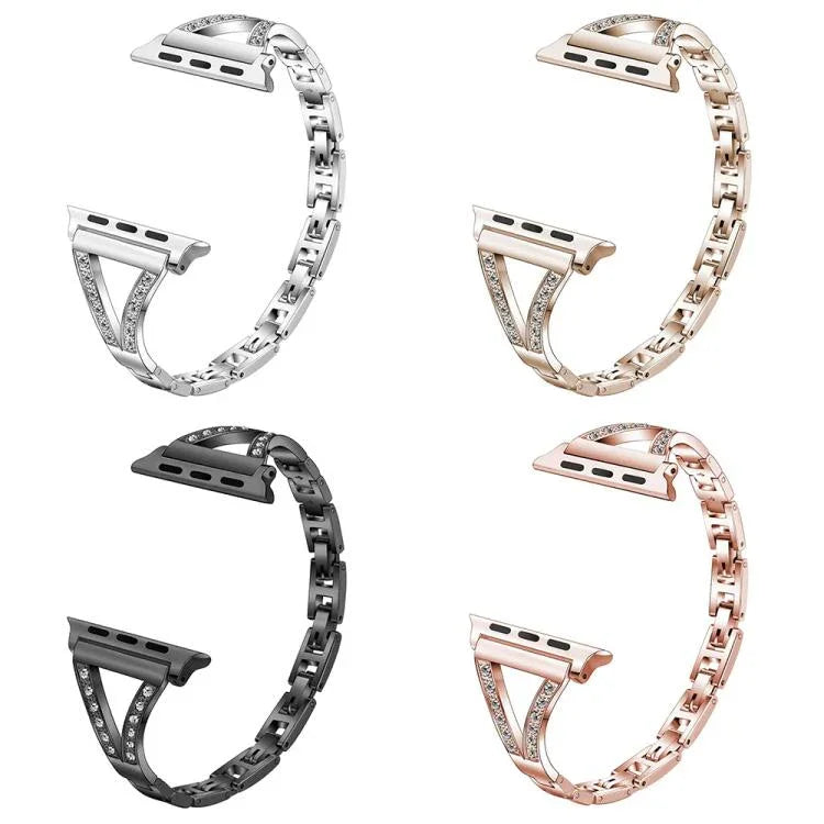 สายรัดนาฬิกาสแตนเลสสตีลลายก้างปลาเพชร xDfind สำหรับ Apple Watch ขนาด 42 / 44 / 45 / 46 / 49 มม., สำหรับ Apple Watch ขนาด 38 / 40 / 41 / S10 42 มม.