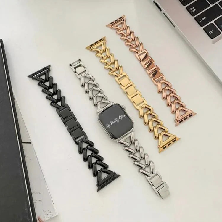 สายรัดนาฬิกาโลหะรูปตัววี xDfind สำหรับ Apple Watch ขนาด 42 / 44 / 45 / 46 / 49 มม., สำหรับ Apple Watch ขนาด 38 / 40 / 41 / S10 42 มม.