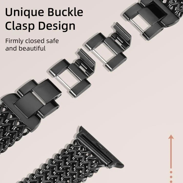 สายรัดนาฬิกาสแตนเลสสตีลถักลายก้างปลา xDfind สำหรับ Apple Watch ขนาด 42 / 44 / 45 / 46 / 49 มม., สำหรับ Apple Watch ขนาด 38 / 40 / 41 / S10 42 มม.