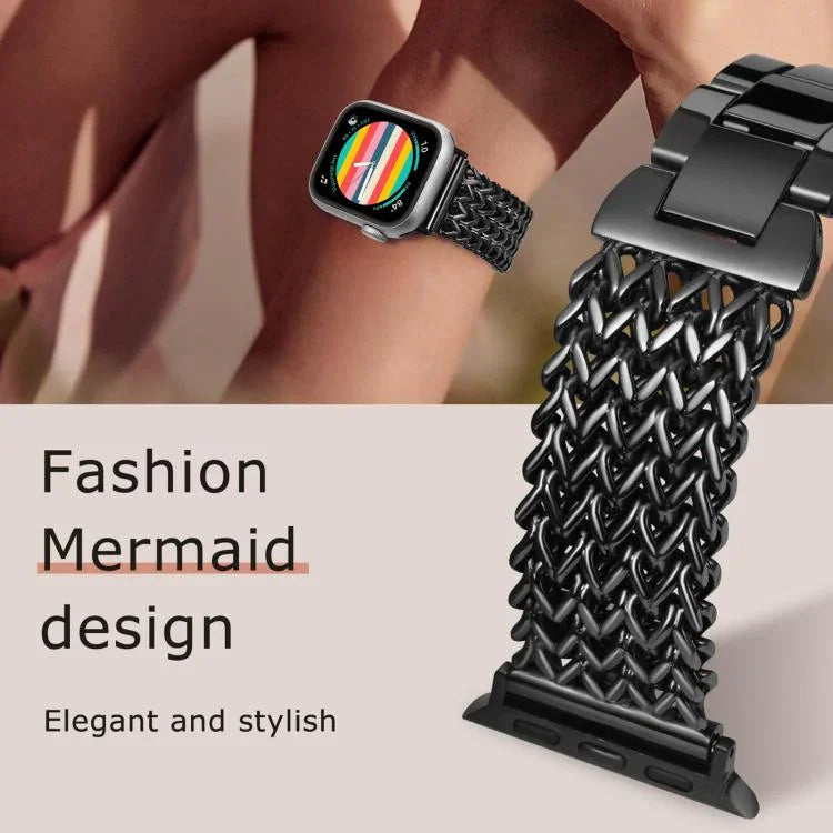 สายรัดนาฬิกาสแตนเลสสตีลถักลายก้างปลา xDfind สำหรับ Apple Watch ขนาด 42 / 44 / 45 / 46 / 49 มม., สำหรับ Apple Watch ขนาด 38 / 40 / 41 / S10 42 มม.