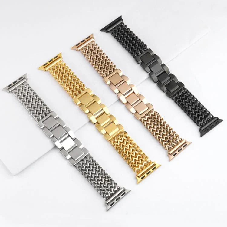 สายรัดนาฬิกาสแตนเลสสตีลถักลายก้างปลา xDfind สำหรับ Apple Watch ขนาด 42 / 44 / 45 / 46 / 49 มม., สำหรับ Apple Watch ขนาด 38 / 40 / 41 / S10 42 มม.