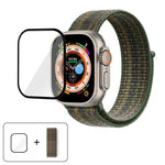สายรัดนาฬิกาไนลอนแบบห่วงพื้นฐานพร้อมฟิล์มโค้ง 3D สำหรับ Apple Watch Series ขนาด 40 มม., สำหรับ Apple Watch Ultra 2 / 1 ขนาด 49 มม., สำหรับ Apple Watch Series ขนาด 45 มม.