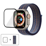 สายรัดนาฬิกาไนลอนแบบห่วงพื้นฐานพร้อมฟิล์มโค้ง 3D สำหรับ Apple Watch Series ขนาด 40 มม., สำหรับ Apple Watch Ultra 2 / 1 ขนาด 49 มม., สำหรับ Apple Watch Series ขนาด 45 มม.