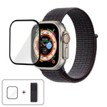 สายรัดนาฬิกาไนลอนแบบห่วงพื้นฐานพร้อมฟิล์มโค้ง 3D สำหรับ Apple Watch Series ขนาด 40 มม., สำหรับ Apple Watch Ultra 2 / 1 ขนาด 49 มม., สำหรับ Apple Watch Series ขนาด 45 มม.