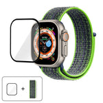 สายรัดนาฬิกาไนลอนแบบห่วงพื้นฐานพร้อมฟิล์มโค้ง 3D สำหรับ Apple Watch Series ขนาด 40 มม., สำหรับ Apple Watch Ultra 2 / 1 ขนาด 49 มม., สำหรับ Apple Watch Series ขนาด 45 มม.