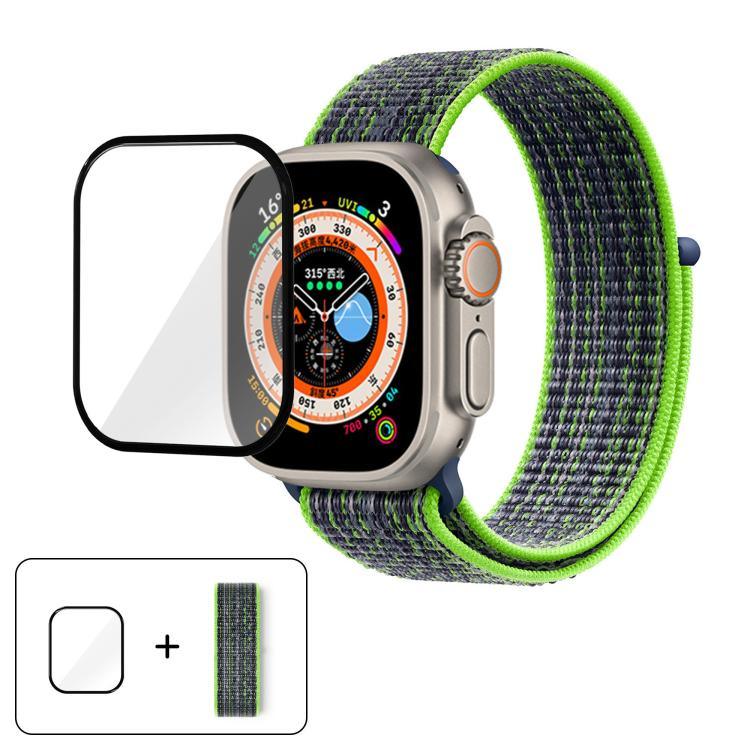 สายรัดนาฬิกาไนลอนแบบห่วงพื้นฐานพร้อมฟิล์มโค้ง 3D สำหรับ Apple Watch Series ขนาด 40 มม., สำหรับ Apple Watch Ultra 2 / 1 ขนาด 49 มม., สำหรับ Apple Watch Series ขนาด 45 มม.