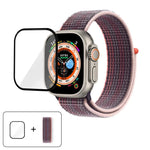 สายรัดนาฬิกาไนลอนแบบห่วงพื้นฐานพร้อมฟิล์มโค้ง 3D สำหรับ Apple Watch Series ขนาด 40 มม., สำหรับ Apple Watch Ultra 2 / 1 ขนาด 49 มม., สำหรับ Apple Watch Series ขนาด 45 มม.