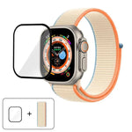 สายรัดนาฬิกาไนลอนแบบห่วงพื้นฐานพร้อมฟิล์มโค้ง 3D สำหรับ Apple Watch Series ขนาด 40 มม., สำหรับ Apple Watch Ultra 2 / 1 ขนาด 49 มม., สำหรับ Apple Watch Series ขนาด 45 มม.