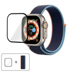 สายรัดนาฬิกาไนลอนแบบห่วงพื้นฐานพร้อมฟิล์มโค้ง 3D สำหรับ Apple Watch Series ขนาด 40 มม., สำหรับ Apple Watch Ultra 2 / 1 ขนาด 49 มม., สำหรับ Apple Watch Series ขนาด 45 มม.