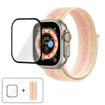 สายรัดนาฬิกาไนลอนแบบห่วงพื้นฐานพร้อมฟิล์มโค้ง 3D สำหรับ Apple Watch Series ขนาด 40 มม., สำหรับ Apple Watch Ultra 2 / 1 ขนาด 49 มม., สำหรับ Apple Watch Series ขนาด 45 มม.