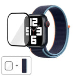 สายรัดนาฬิกาไนลอนแบบห่วงพื้นฐานพร้อมฟิล์มโค้ง 3D สำหรับ Apple Watch Series ขนาด 41 มม., สำหรับ Apple Watch Series ขนาด 38 มม., สำหรับ Apple Watch Series ขนาด 42 มม.