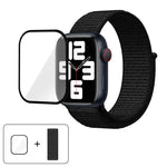 สายรัดนาฬิกาไนลอนแบบห่วงพื้นฐานพร้อมฟิล์มโค้ง 3D สำหรับ Apple Watch Series ขนาด 41 มม., สำหรับ Apple Watch Series ขนาด 38 มม., สำหรับ Apple Watch Series ขนาด 42 มม.
