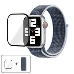 สายรัดนาฬิกาไนลอนแบบห่วงพื้นฐานพร้อมฟิล์มโค้ง 3D สำหรับ Apple Watch Series ขนาด 41 มม., สำหรับ Apple Watch Series ขนาด 38 มม., สำหรับ Apple Watch Series ขนาด 42 มม.