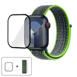 สายรัดนาฬิกาไนลอนแบบห่วงพื้นฐานพร้อมฟิล์มโค้ง 3D สำหรับ Apple Watch Series ขนาด 41 มม., สำหรับ Apple Watch Series ขนาด 38 มม., สำหรับ Apple Watch Series ขนาด 42 มม.