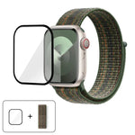 สายรัดนาฬิกาไนลอนแบบห่วงพื้นฐานพร้อมฟิล์มโค้ง 3D สำหรับ Apple Watch Series ขนาด 41 มม., สำหรับ Apple Watch Series ขนาด 38 มม., สำหรับ Apple Watch Series ขนาด 42 มม.