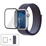 สายรัดนาฬิกาไนลอนแบบห่วงพื้นฐานพร้อมฟิล์มโค้ง 3D สำหรับ Apple Watch Series ขนาด 41 มม., สำหรับ Apple Watch Series ขนาด 38 มม., สำหรับ Apple Watch Series ขนาด 42 มม.