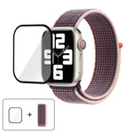 สายรัดนาฬิกาไนลอนแบบห่วงพื้นฐานพร้อมฟิล์มโค้ง 3D สำหรับ Apple Watch Series ขนาด 41 มม., สำหรับ Apple Watch Series ขนาด 38 มม., สำหรับ Apple Watch Series ขนาด 42 มม.
