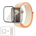 สายรัดนาฬิกาไนลอนแบบห่วงพื้นฐานพร้อมฟิล์มโค้ง 3D สำหรับ Apple Watch Series ขนาด 41 มม., สำหรับ Apple Watch Series ขนาด 38 มม., สำหรับ Apple Watch Series ขนาด 42 มม.