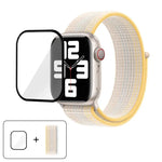 สายรัดนาฬิกาไนลอนแบบห่วงพื้นฐานพร้อมฟิล์มโค้ง 3D สำหรับ Apple Watch Series ขนาด 41 มม., สำหรับ Apple Watch Series ขนาด 38 มม., สำหรับ Apple Watch Series ขนาด 42 มม.