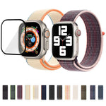 สายรัดนาฬิกาไนลอนแบบห่วงพื้นฐานพร้อมฟิล์มโค้ง 3D สำหรับ Apple Watch Series ขนาด 41 มม., สำหรับ Apple Watch Series ขนาด 38 มม., สำหรับ Apple Watch Series ขนาด 42 มม.