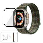 สายรัดนาฬิกาไนลอนแบบห่วงพร้อมฟิล์มโค้ง 3D สำหรับ Apple Watch Series ขนาด 40 มม., สำหรับ Apple Watch Ultra 2 / 1 ขนาด 49 มม., สำหรับ Apple Watch Series ขนาด 45 มม.